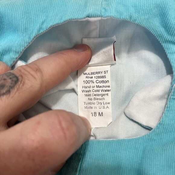 Mulberry St One Piece Baby Girl 18M‎ Blue Corduroy Christmas Reindeer Overalls - Picture 4 of 7